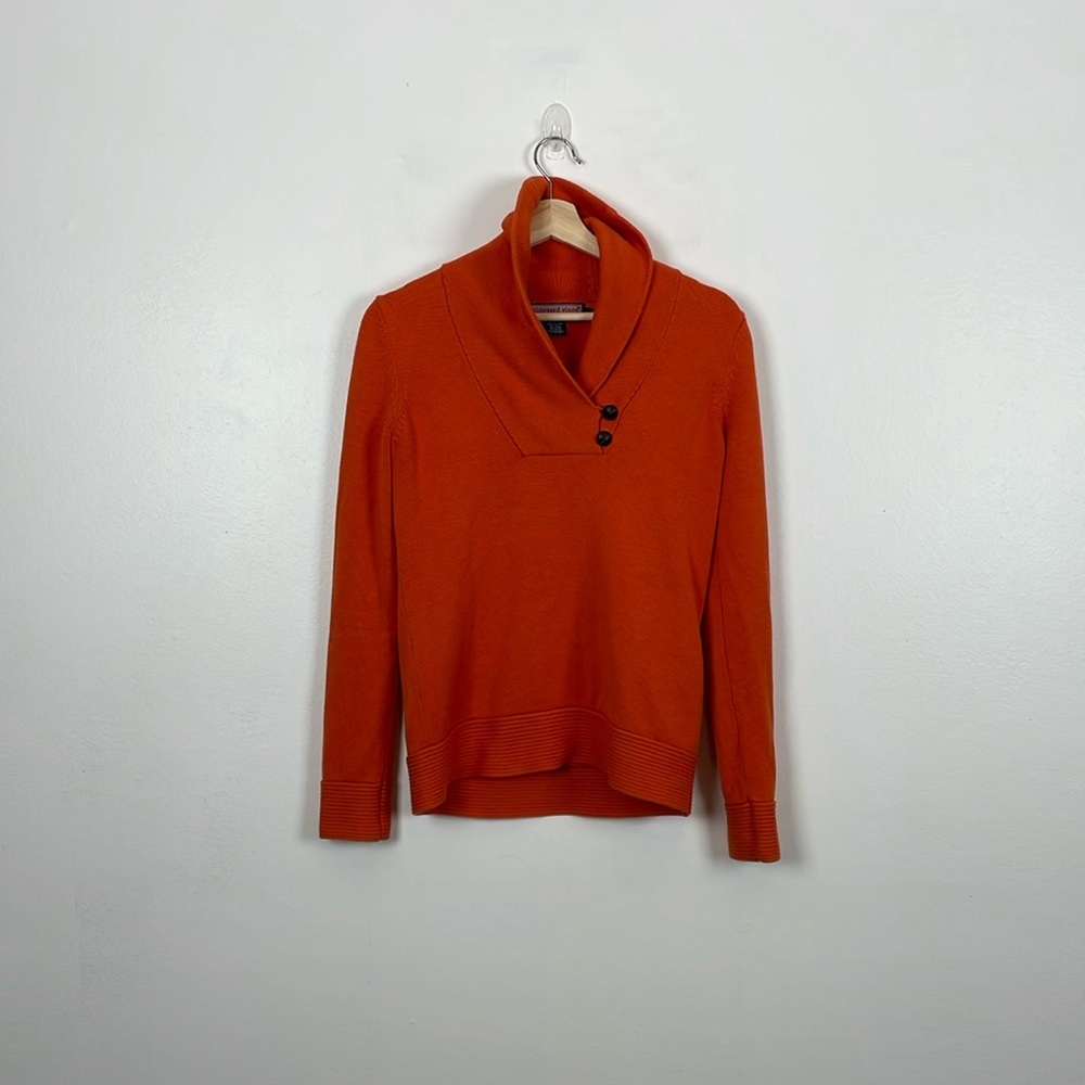 Vineyard Vines Womens S Button Closure Pullover Stretch Sweater High Collar Top